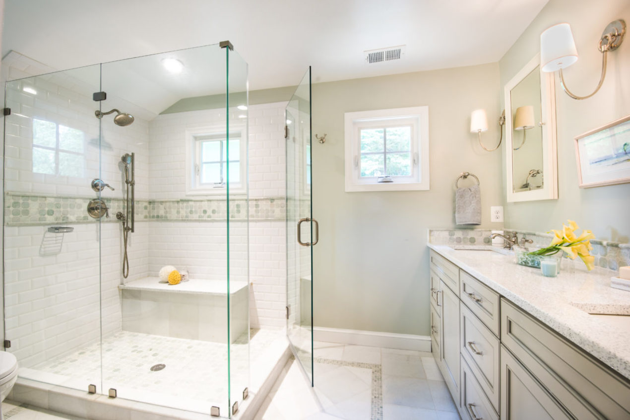 Master bathroom showing rug effect