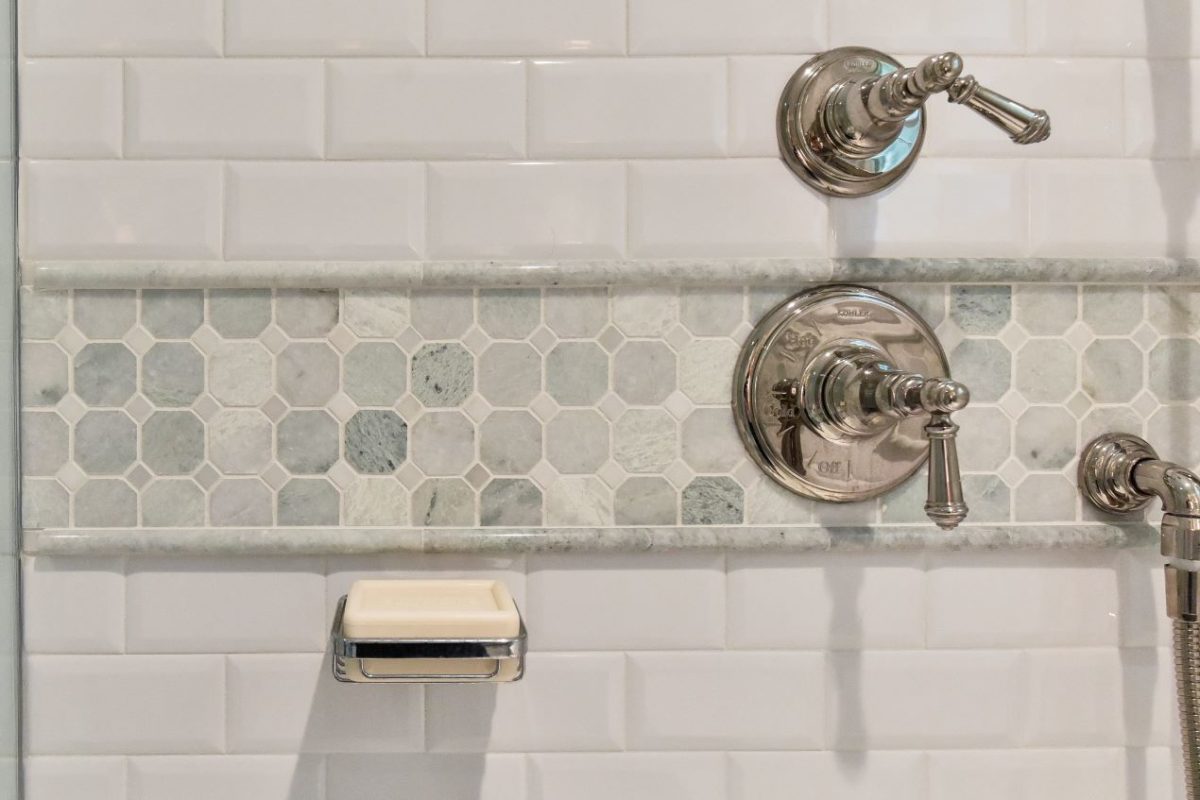 Tile bathroom detail by A. Houck Designs