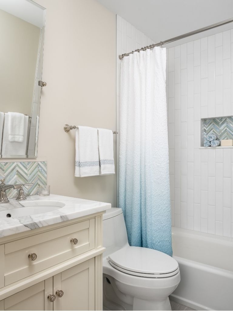 Master bathroom with brushed brass plumbing fixtures