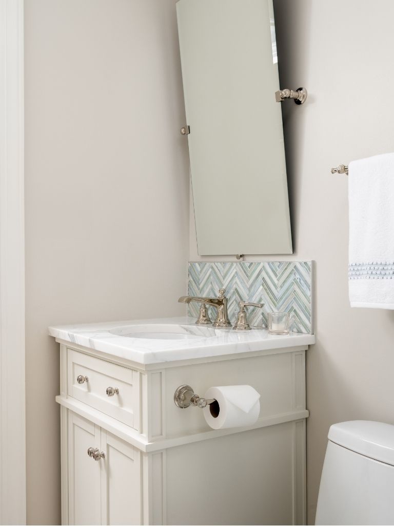 Master bathroom with brushed brass plumbing fixtures