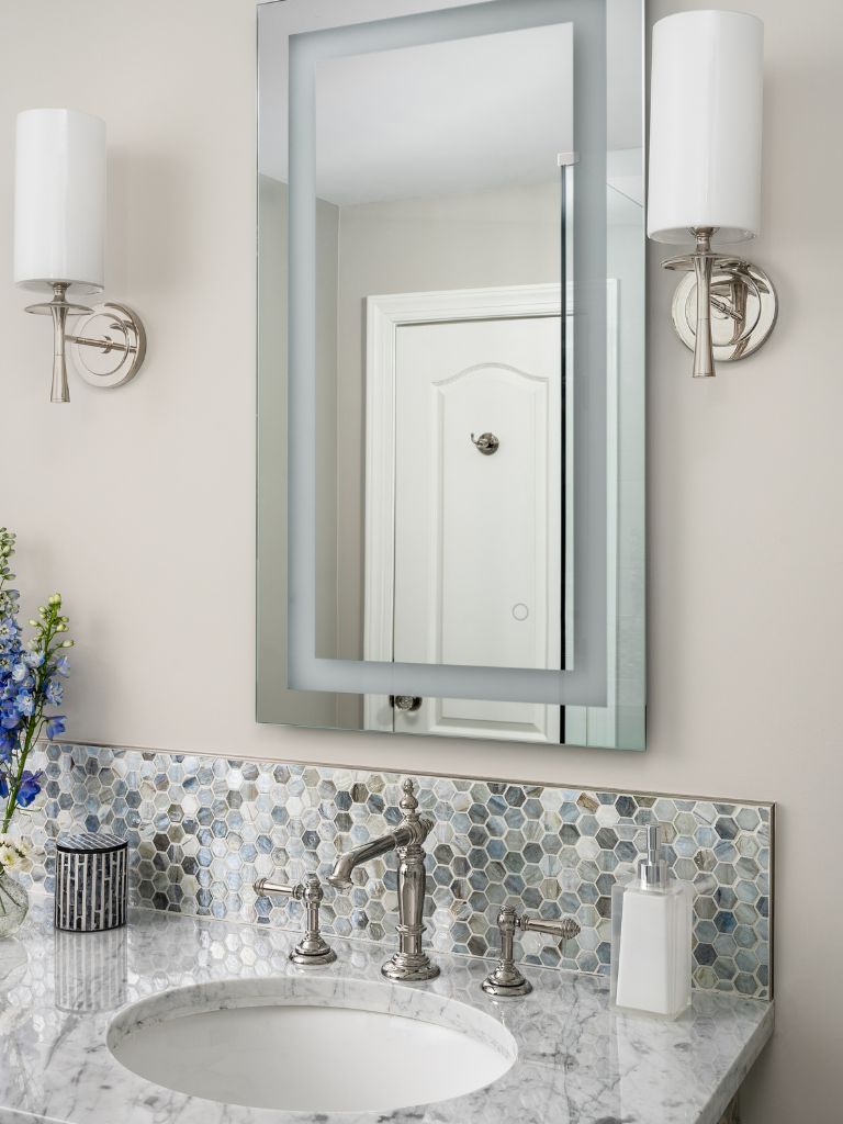 Master bathroom with brushed brass plumbing fixtures
