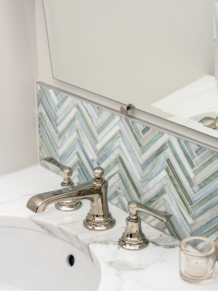 Master bathroom with brushed brass plumbing fixtures