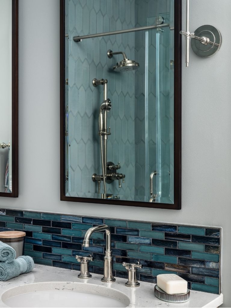 Master bathroom with brushed brass plumbing fixtures