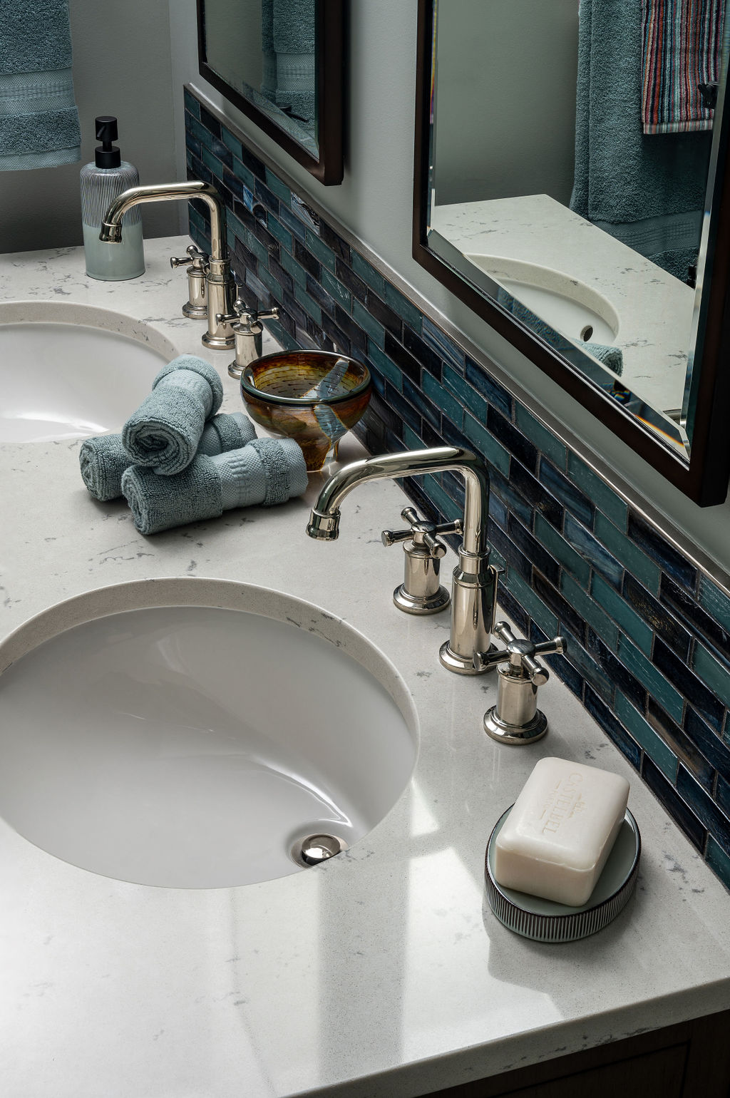 Master bathroom with brushed brass plumbing fixtures