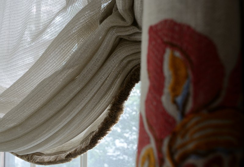 Close-up of dining room window treatment