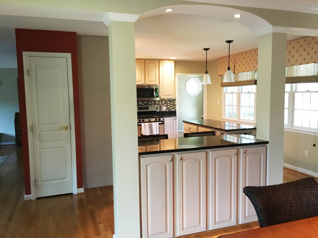 A before shot of clients' kitchen from dining room