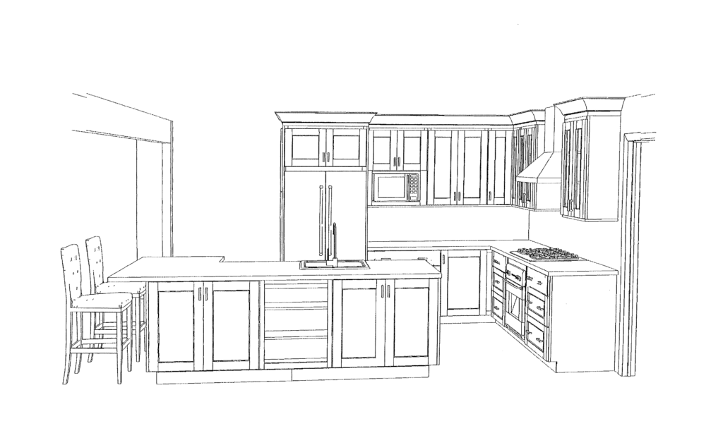 Rendering of clients' kitchen redesign