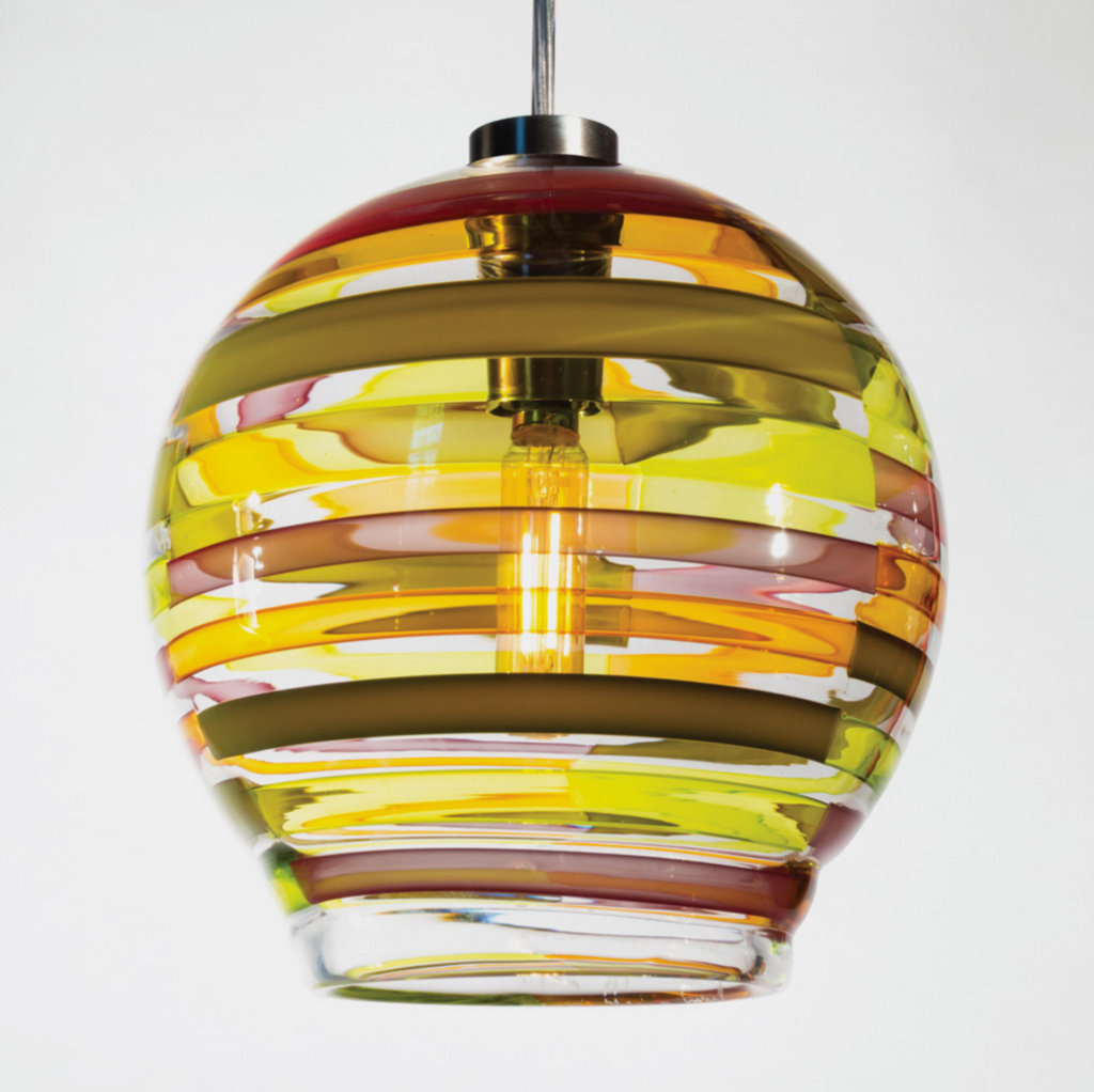 Tracy Glover Blackburn glass pendant in striped Licorice Stick pattern