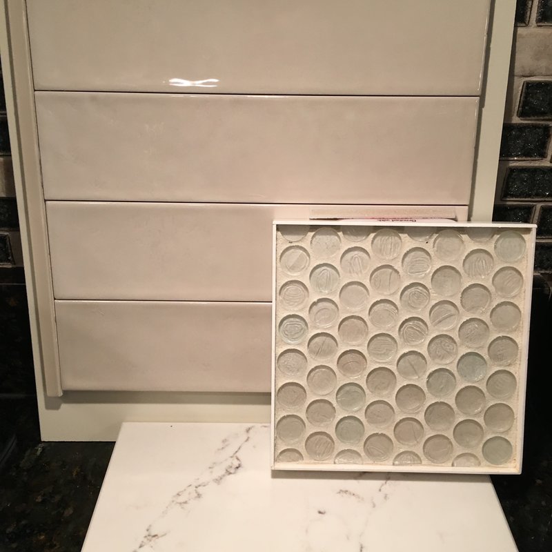 Montage of backsplash materials and countertop