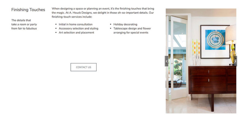 Description of new Finishing Touches service from Services page of new website