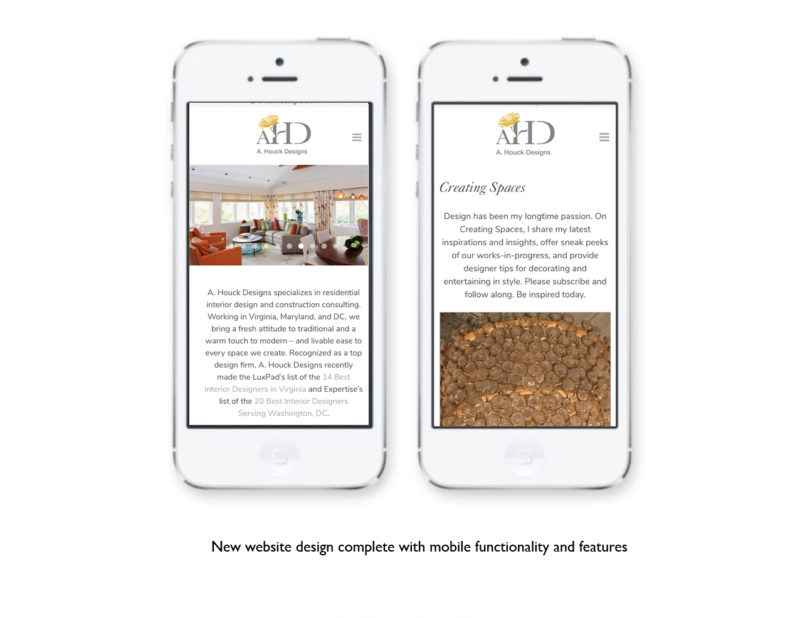 Two cell phones, side by side, illustrating website's mobile functionality of new website pages