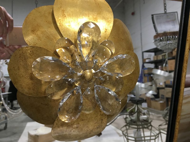 Close-up of flower detail on custom mirrors