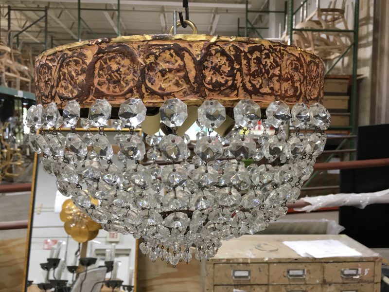 Close-up of Niermann Weeks light fixture with crystal beading