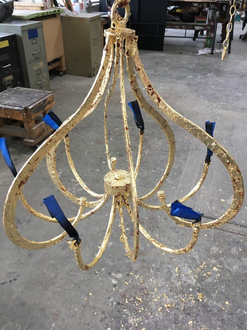 Chandelier with textured finish in Niermann Weeks production studio