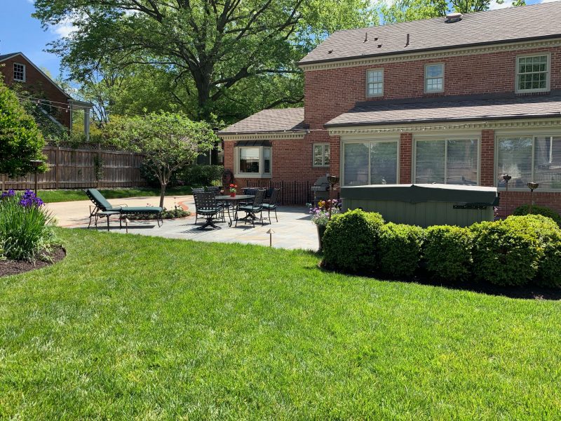 Houck flagstone patio and backyard green space 