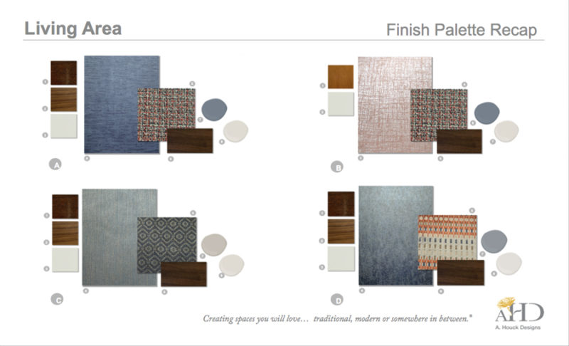 Presentation of palette options for DC condo living area
