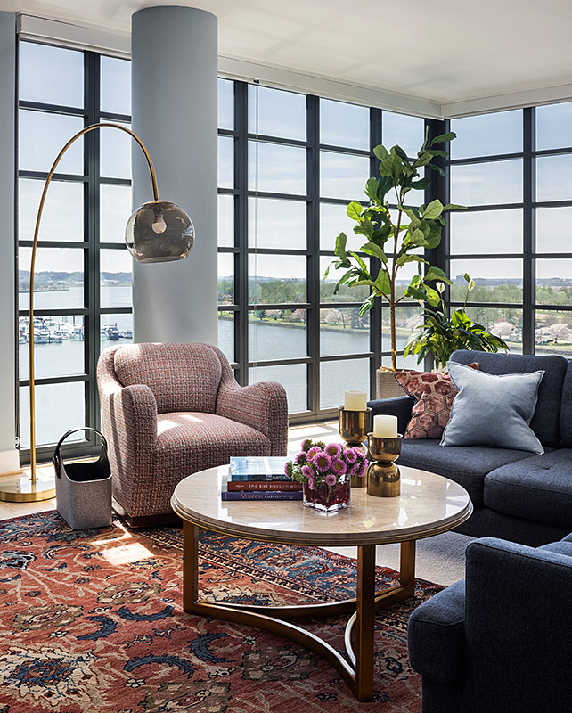 Living room detail, Condo at the Wharf
