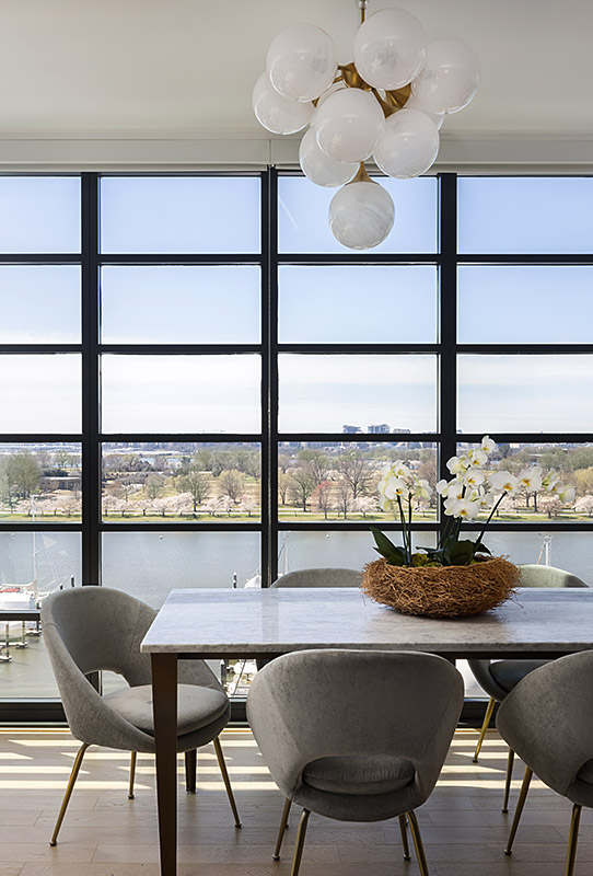Dining room & light fixture, Condo at the Wharf