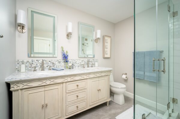 Bath remodel double vanity and shower in Arlington, VA