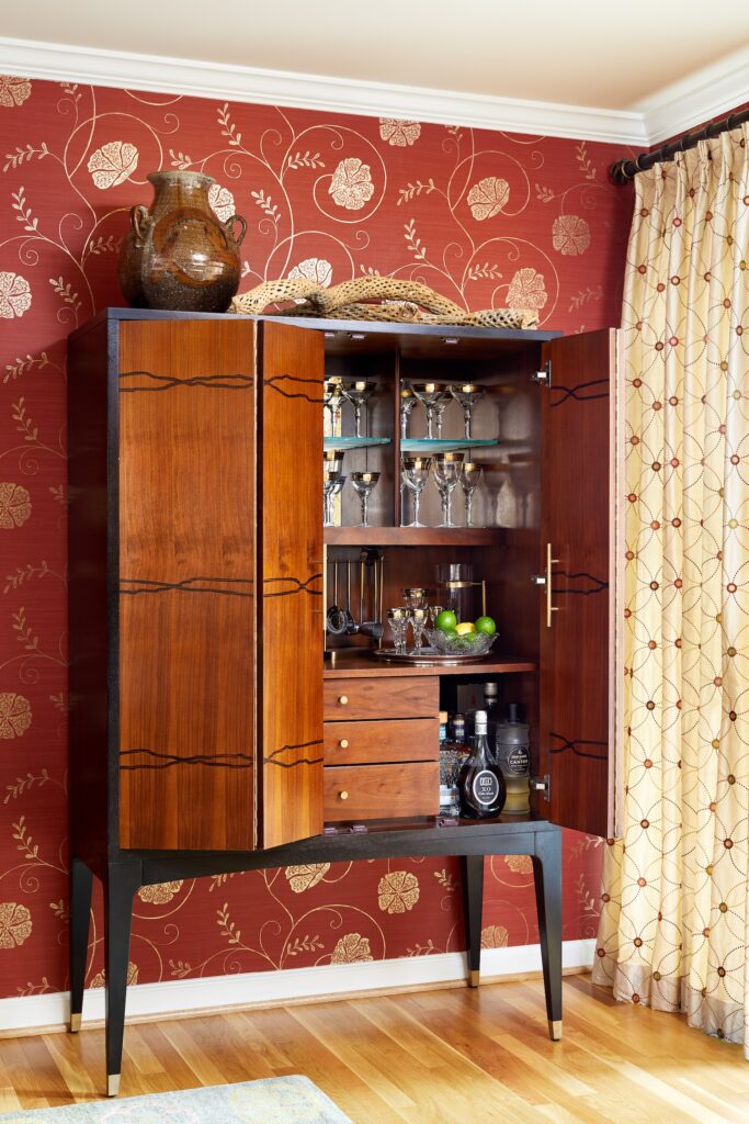 Eclectic dining room bar cabinet