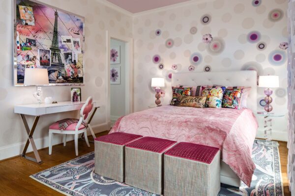 2016 DC Design House Mademoiselle Chambre, pinks and purples, by A. Houck Designs.