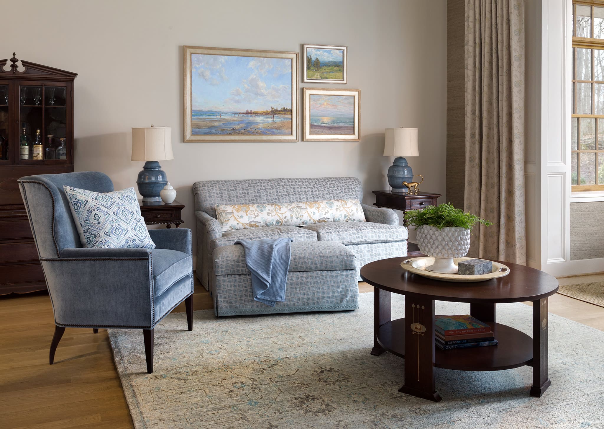 Fredericksburg great room design with nature-inspired artwork.