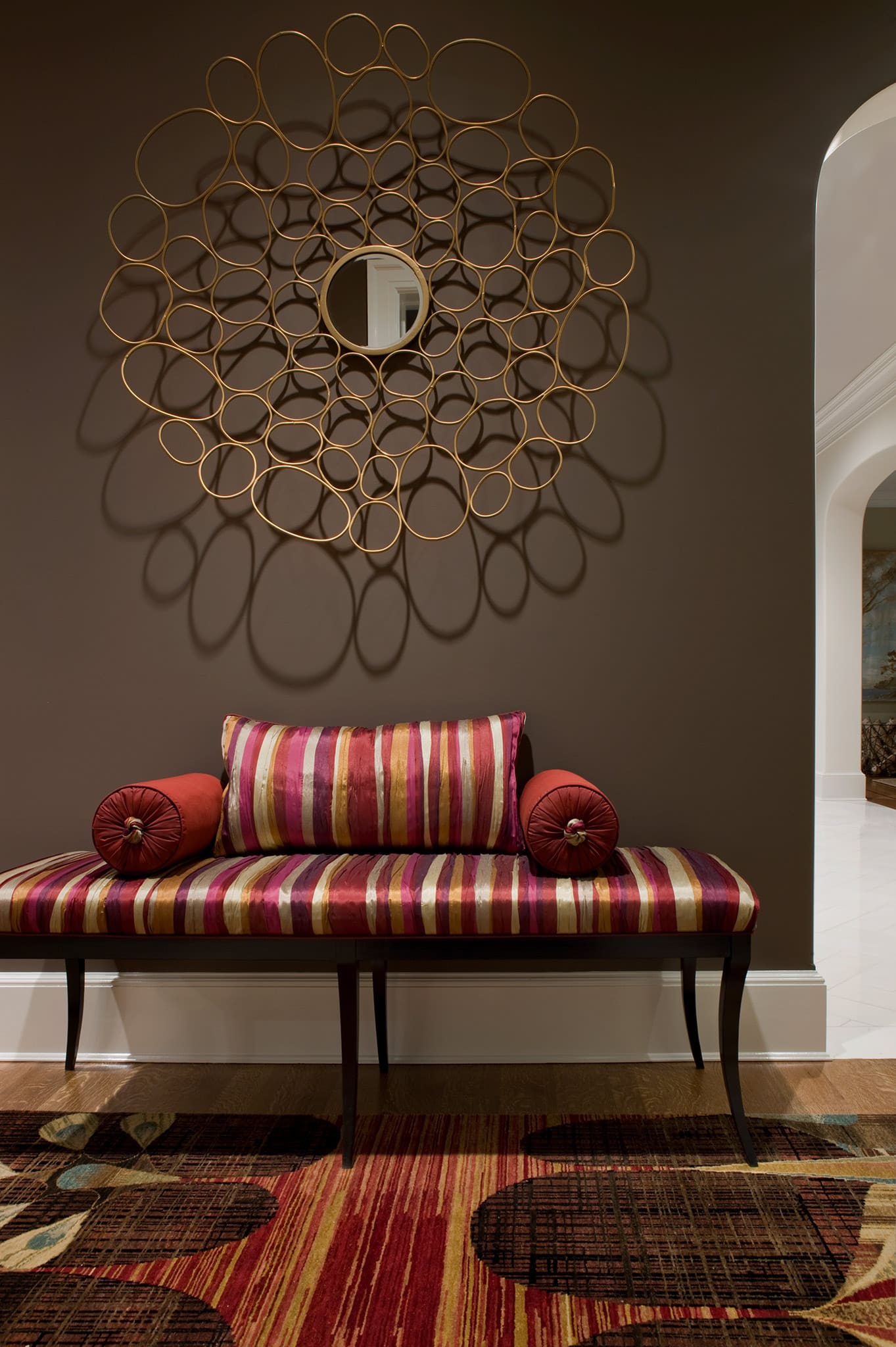 A close-up look at the fashion-influenced bench in the side hall of the 2013 DC Design House.