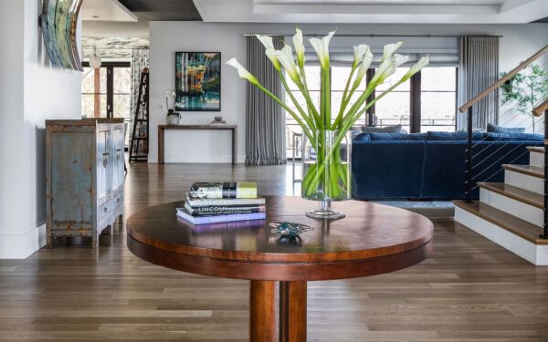 Gracious round entry table.