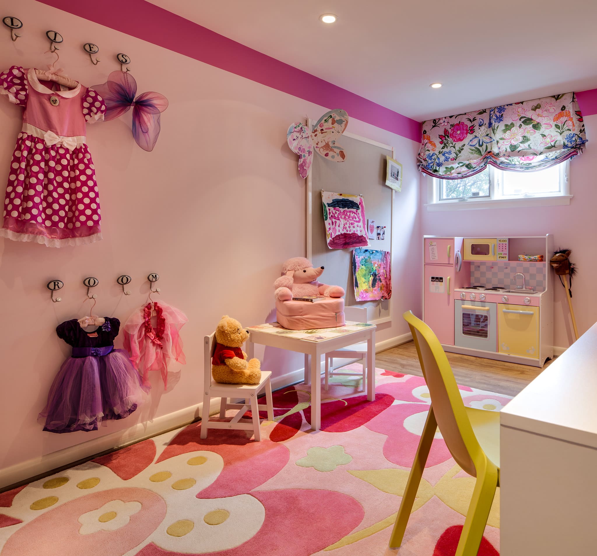 Child's playroom design in bright colors.