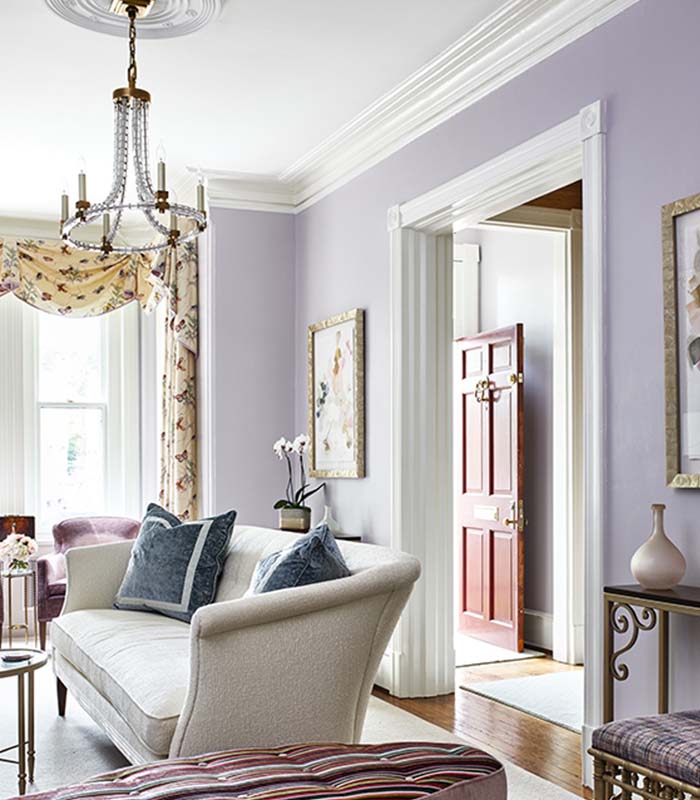 Entrance to Capitol Hill living room design after fireplace makeover.